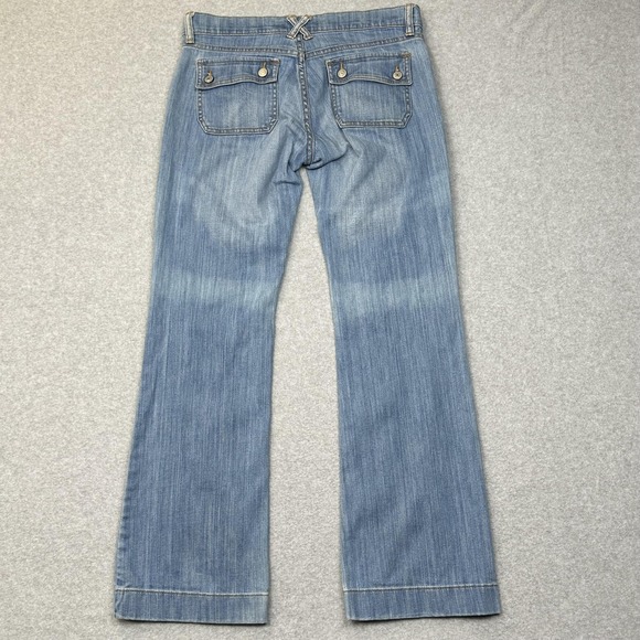 VTG Old Navy Jeans Womens 8 Low Waist Stretch Flare Denim Flap Pockets Y2K 2005 - Picture 3 of 13
